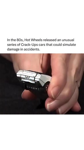 Historic Moments on Instagram: "In 1985, Mattel launched the Hot Wheels Crack-Ups series, a line of die-cast cars designed specifically for high-impact play. Each vehicle featured a unique, spring-loaded “crash panel” on the hood, side, or rear. Upon collision, the impact would trigger the panel to flip, instantly replacing the pristine exterior with a heavily dented, “wrecked” version. Kids could “repair” the car by simply rotating the panel back to its original position. Although the line was