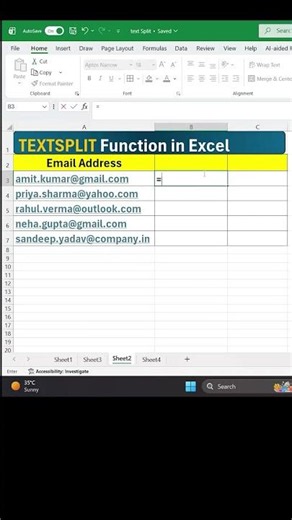 TextSplit Formula Using @ in Excel | Excel Texsplit formula