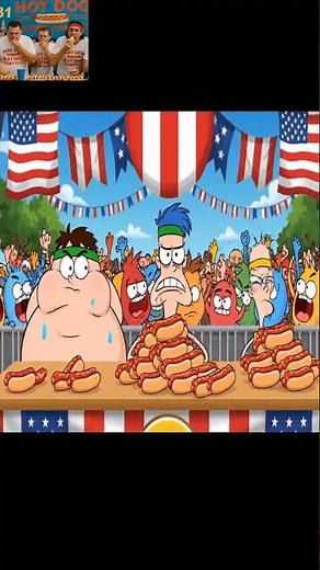The Ultimate Hot Dog Eating Showdown! 🌭🔥 (AI Cartoon Short) #shorts #hotdog