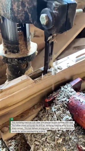 Perfect Square Mortise Cut with a Mortising Machine #Woodworking #Joinery #Tools