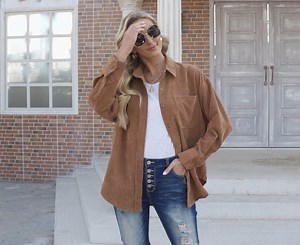 Watch ZOLUCKY Womens Casual Corduroy Button Up Shirts on Amazon Live