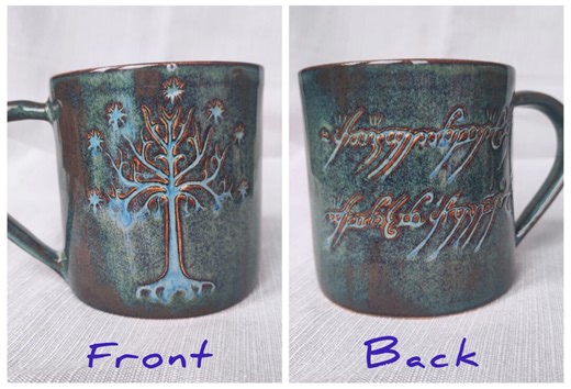 White Tree & Elvish Inscription Handmade Mug, - Etsy Canada