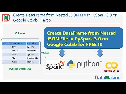 Create DataFrame from Nested JSON File in PySpark 3.0 on Colab | Part 5 | Data Making|DM| DataMaking