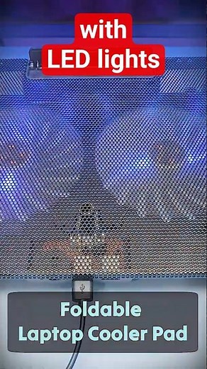 Foldable Laptop Cooler Pad with LED Lights, Adjustable Height and Fan Speed