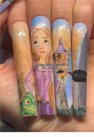 Reveling the nails I spent 80 hours on! Who should I paint next?? #nailart #fypppppppppppppppppppppp #gelxnails #nailtransition