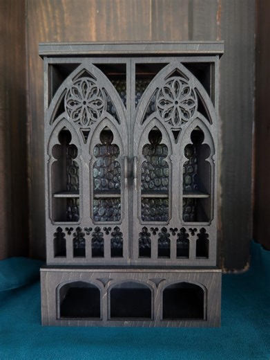All Black Gothic Witch Cabinet: Textured Backing Altar Display Shelf - Etsy