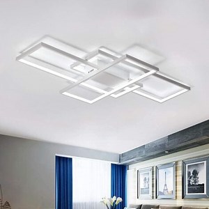 Ganeed Plafonnier, Plafonniers LED Modernes avec 3 Carrés, 68W Blanc Froid Lampe de Plafond Aluminium Acrylique Éclairage de Plafond Luminaires pour Cuisine Salle à Manger Salon Étude, 6000K, Blanc