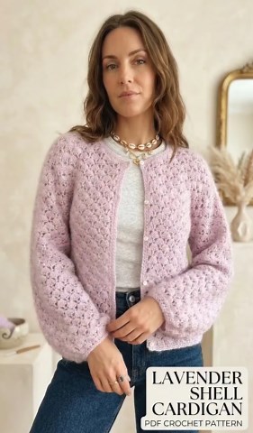 The Shelly Cardigan | Made to Measure Seamless Sweater PDF | Shell Stitch Boho Style Instruction - Etsy