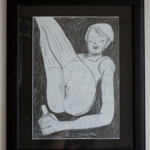 Original Naive Graphite Portrait: Primitive Figurative Art, Signed One of a Kind - Etsy