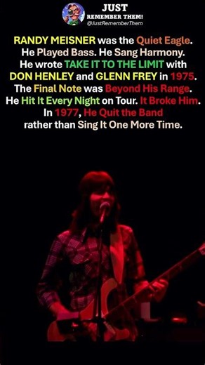 RANDY MEISNER's High Note in TAKE IT TO THE LIMIT Broke Him 💔 He Quits the EAGLES in 1977 🎸 #short