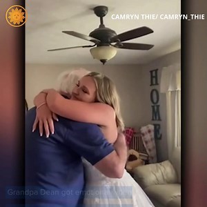 This bride’s grandfather missed her wedding due to battling cancer. So when the newlyweds returned from their honeymoon, they decided to surprise him — in their wedding attire. https://cbsn.ws/3uZeZQ2 | CBS Mornings