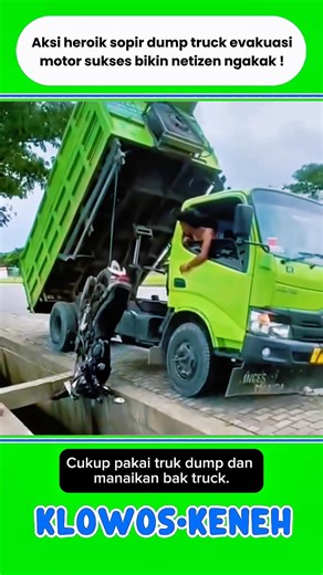 Aksi heroik sopir dump truck evakuasi motor sukses bikin netizen ngakak! #shorts #trending