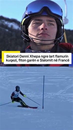 Skiatori Denni Xhepa ngre lart flamurin kuqezi, fiton garën e Slalomit në Francë