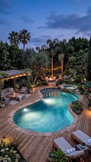 Plain Backyard to Luxury Pool Retreat at Night ✨💦 #shorts