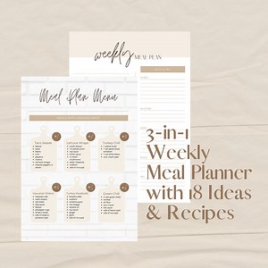 Weekly Dinner Menu Planner, 18 Healthy Meal Ideas, Grocery Shopping List Template, INSTANT DIGITAL DOWNLOAD - Etsy