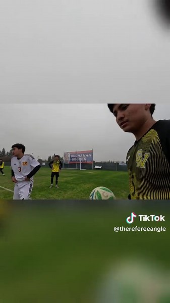 Defender doesn’t agree with this foul 😳‼️ #mlsnext #highschoolsoccer #ecnl #futbol #soccer