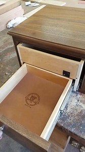 Walnut concealed drawer with the childproof lock system. 16 "wide x 16 deep x 10 " tail Semi gloss clear lacquer finish Visit www.blackpearlwoodworks.com for more information and pricing | Black Pearl Wood Works