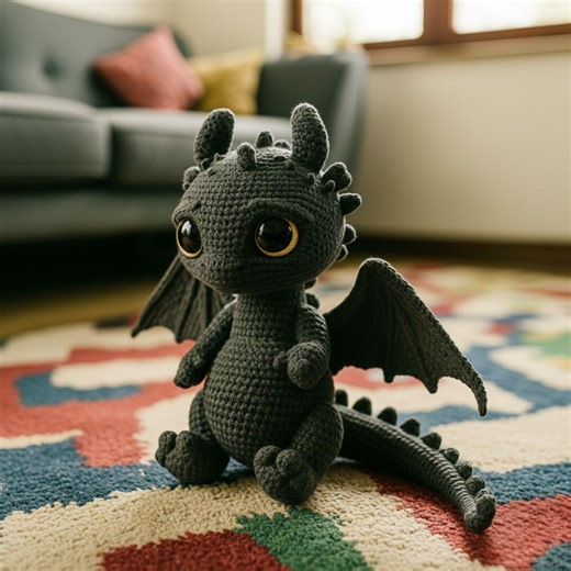 Toothless Dragon Crochet Pattern: Amigurumi Night Fury PDF Tutorial - Etsy