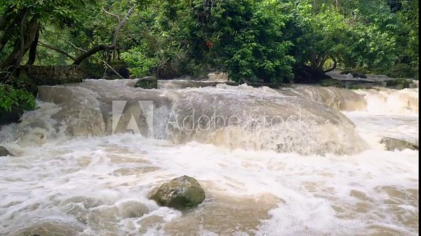 Micos Waterfalls in Huasteca, San Luis Potosi, Mexico. Flowing Water and Lush Jungle (cascada de Micos)