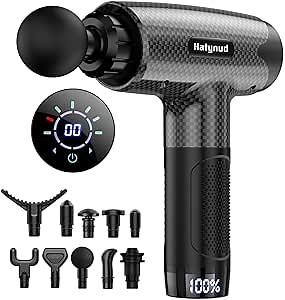 Sualcy Massage Gun Deep Tissue for Athletes, Muscle Percussion Massagers Gun for Neck Back with 10 Heads, 30 Adjustable Speeds Portable Handheld Electric Massager for Body Relaxation (Carbon)