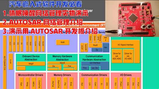 汽车嵌入式软件开发_Autosar休眠唤醒及网络管理实物演示 理论 开发板介绍 资料