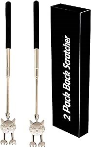 Telescoping Back Scratcher,2PCs Portable Metal Body Itching Assistant,Premium Extendable Backscratchers Tool for Women Men Adults Kids
