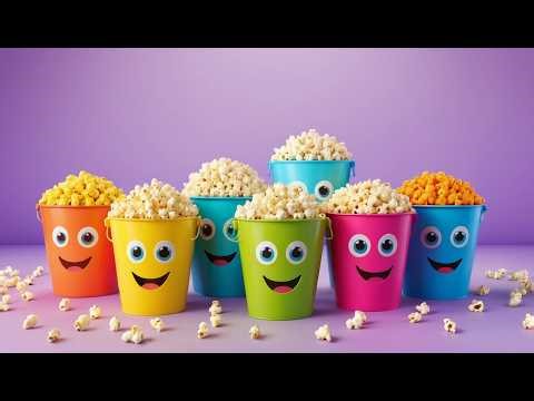 Nine Little Toy Popcorn Buckets Pop Pop Pop | Counting 1 to 9 & Movie Night Songs