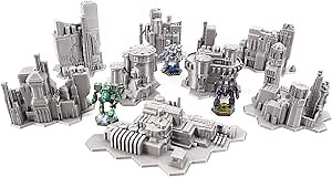 Tabletop Terrain 6mm Sci-Fi Cityscape Bundle 2 with Hexes for Miniatures Games Such as Epic Battletech Adeptus Titanicus (Bundle 2 with Hexes)