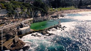 Drone footage of bronte pool on a beautiful summers day