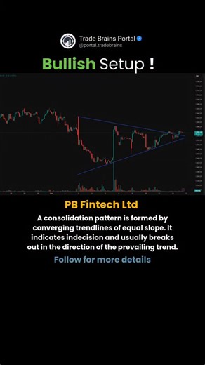 Trade Brains Portal on Instagram: "🚨 Stock Alert: 📈A consolidation pattern is formed by converging trendlines of equal slope. It indicates indecision and usually breaks out in the direction of the prevailing trend. Follow @portal.tradebrains #bullishsetup #technicalanalysis #chartpattern #stockmarketindia #tradingSignals bullish stock, bullish stock alert. breakout stocks, trading setup, technical analysis, stock market today, swing trading"