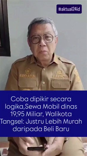Anggaran sewa kendaraan dinas Pemerintah Kota Tangerang Selatan sebesar Rp19,95 miliar pada Tahun Anggaran 2026 menjadi sorotan publik. Menanggapi hal tersebut, Wali Kota Tangerang Selatan Benyamin Davnie menegaskan bahwa skema sewa dipilih karena dinilai lebih efisien dibandingkan membeli kendaraan baru. Menurut Benyamin, dengan sistem sewa seluruh biaya pemeliharaan, perbaikan, penggantian suku cadang, hingga asuransi menjadi tanggung jawab perusahaan penyedia kendaraan. Pemerintah hanya perlu
