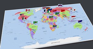 Download The Group of 20, G20 Countries Flag Waving with The 3D World Map, Seamless Loop in Wind, 3D Rendering for free