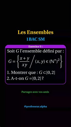 alpha & maths on Instagram: "Les ensembles, 1Bac SM Exercice avec correction ✅ #math #mathematics #maroc #reelsinstagram #reels#1bac #bac sm"