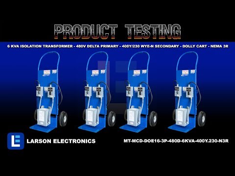 6 kVA Isolation Transformer - 480V Delta Primary - 400Y/230 Wye-N Secondary - Dolly Cart - NEMA 3R