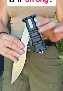 Had some questions regarding the Boker Extension Knife and its lock strength. It’s a heavy-duty cross bolt lock with 2 connection points through the tang. When the knife is locked out in both the long and short position, the 2 thick internal handles pins slide into the the tang, essentially making it a fixed blade. It’s .20” thick D2 blade rests between to thick liners. The thing is an absolute tank and even though it has a peculiar looking mechanism that folds out, it could be classified as fix