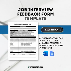 Job Interview Feedback Form Template: HR Interview Evaluation (digital Download) - Etsy