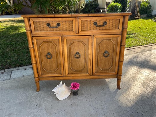 FAUX BAMBOO BUFFET Natural Credenza by Broyhill, Faux Bamboo Coastal Style Cabinet at Retro Daisy Girl - Etsy