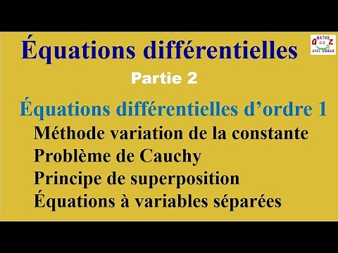 Cours équations différentielles d'ordre 1. Variation de la constante, principe de superposition.