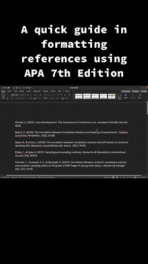 A quick guide in formatting references using APA 7th edition | apa essay format