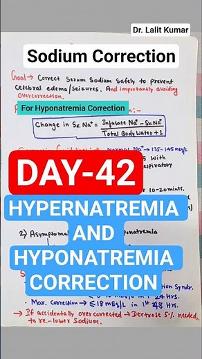 DAY 42 Sodium Correction - Hypernatremia and Hyponatremia Correction #medicalexams #fmge