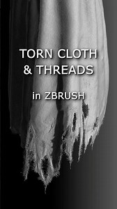 Torn fabric (ripped cloth) & threads in Zbrush #zbrush #tornclorh #rippedfabric