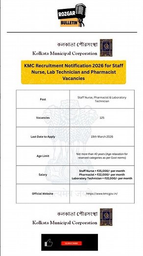 KMC Lab Technician Recruitment 2026 | Salary | Eligibility | How to Apply
