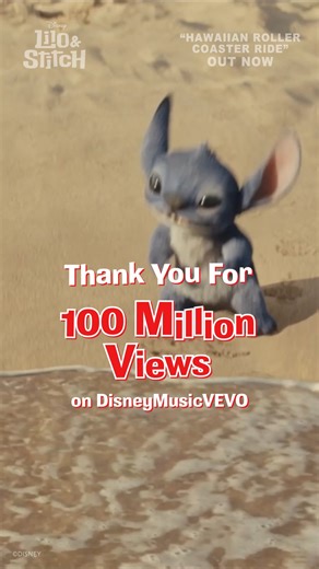 Thank you for 100M views on "Hawaiian Roller Coaster Ride" from Disney's Lilo & Stitch Disney Music fans! 🌊🏄‍♀️ Catch a wave and watch now: https://youtu.be/3OM7oi79hd4 Disney's Lilo & Stitch is available now on Disney . | Walt Disney Records