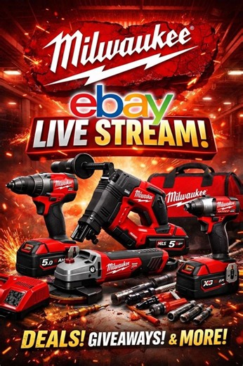 $1 Start Milwaukee Tool Blowout Live | eBay Live Video
