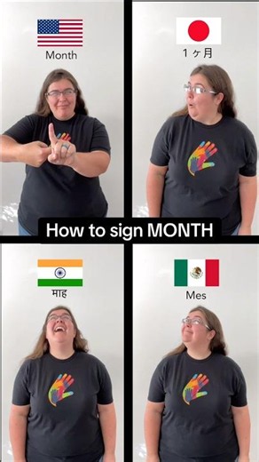 🗓️ How to sign MONTH in 4 world sign languages: Japan 🇯🇵 Mexico 🇲🇽 India 🇮🇳 #signlanguage
