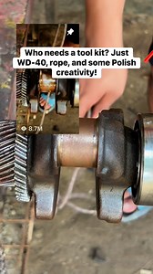 541K views · 644 reactions | Watch this Polish crank come to life using just rope and WD-40! Simple. Smart. Savage. #DIYHack #Polishpower #PolishCrankHack #fblifestyle #highlightseveryone #bjuneworks #fbreelsfypシ゚ #fbreels #trend #mechanic #trendingusa #racing #followme | Bjune Works | Facebook