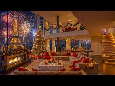 Romantic New Year’s Night in Cozy Paris Apartment 🎇 Smooth Jazz Music with Fireworks View to Unwind
