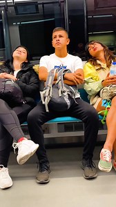 Two girls falling asleep 😂 #prank #public #subway #entertainment #funny | No One Cares
