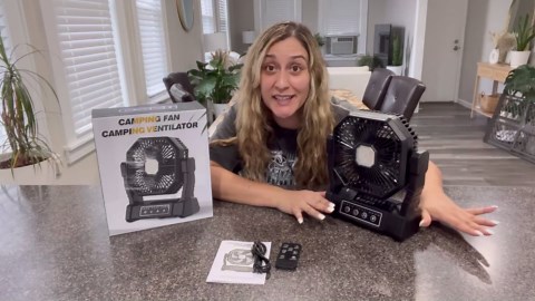 COZII Battery Operated Fan, 20000mAh Rechargeable Portable Fan with LED Lantern - 3 Colors, 4 Speeds, 4 Timing, Adjustable Head with Hook, Camping Fan for Table, BBQ, Beach, Hiking, Travel