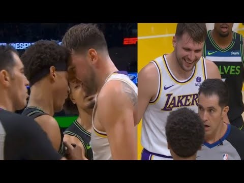 Luka Doncic gets in Jeremiah Fears’ face after the whistle and a late foul